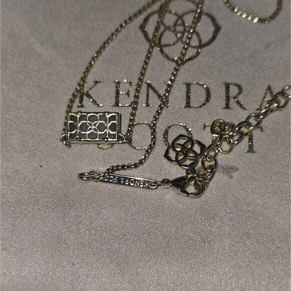 Kendra Scott Pattie Necklace Gold Plated Brass, Slate Cats Eye. 16" - Picture 4 of 4